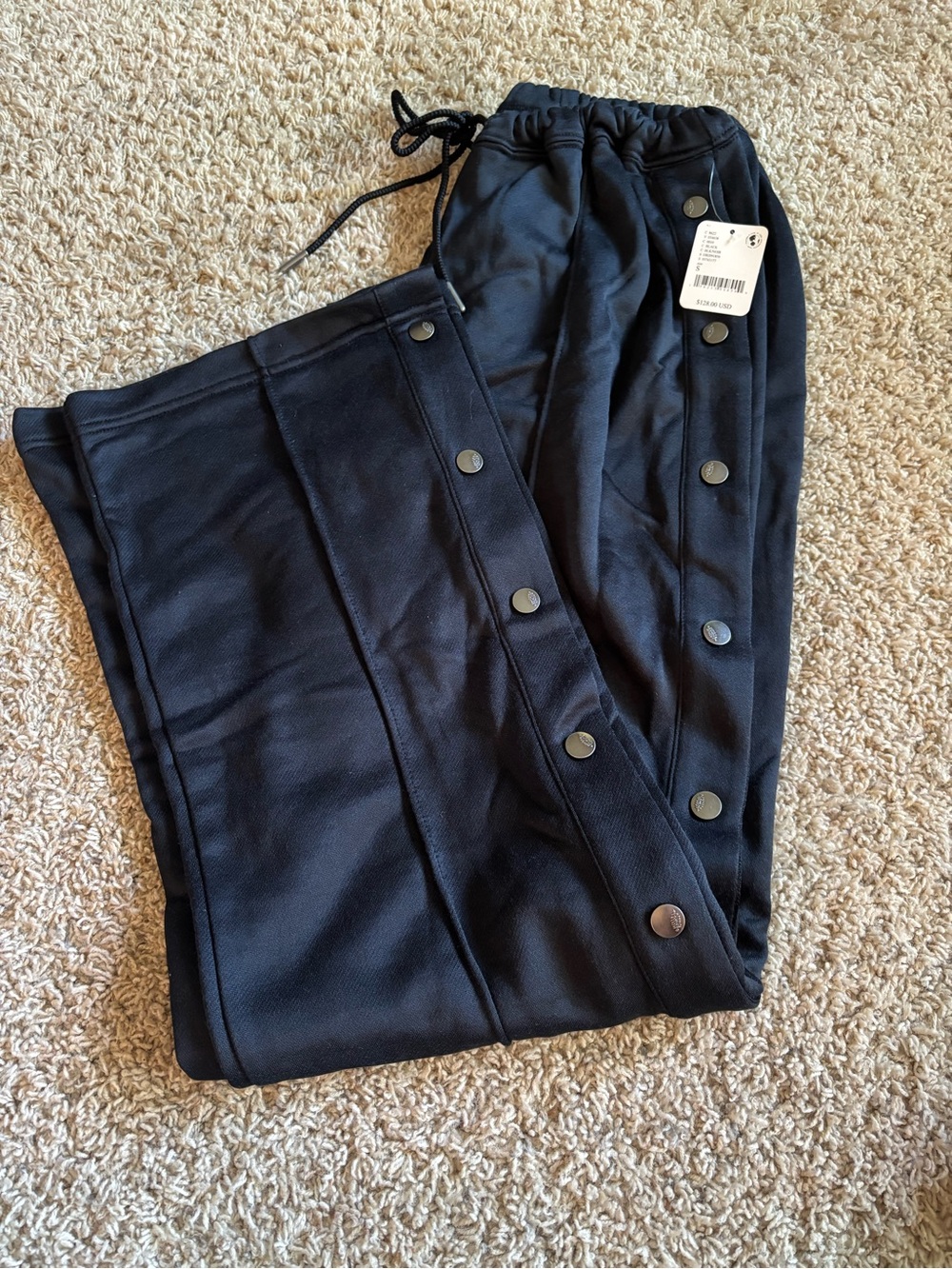 Free People Black Snap-Button Track Joggers